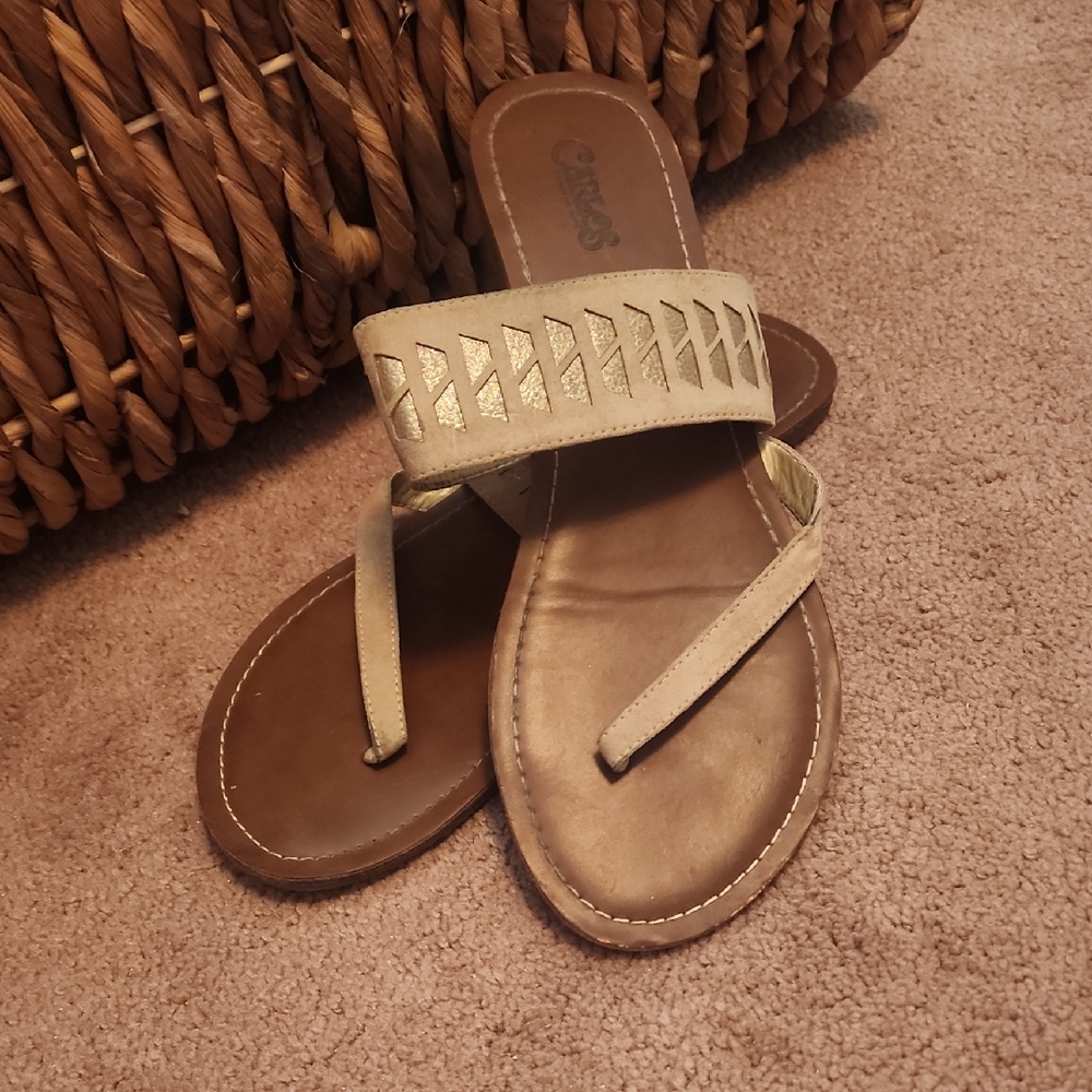 Carlos Santana Tan Sandals with Detail